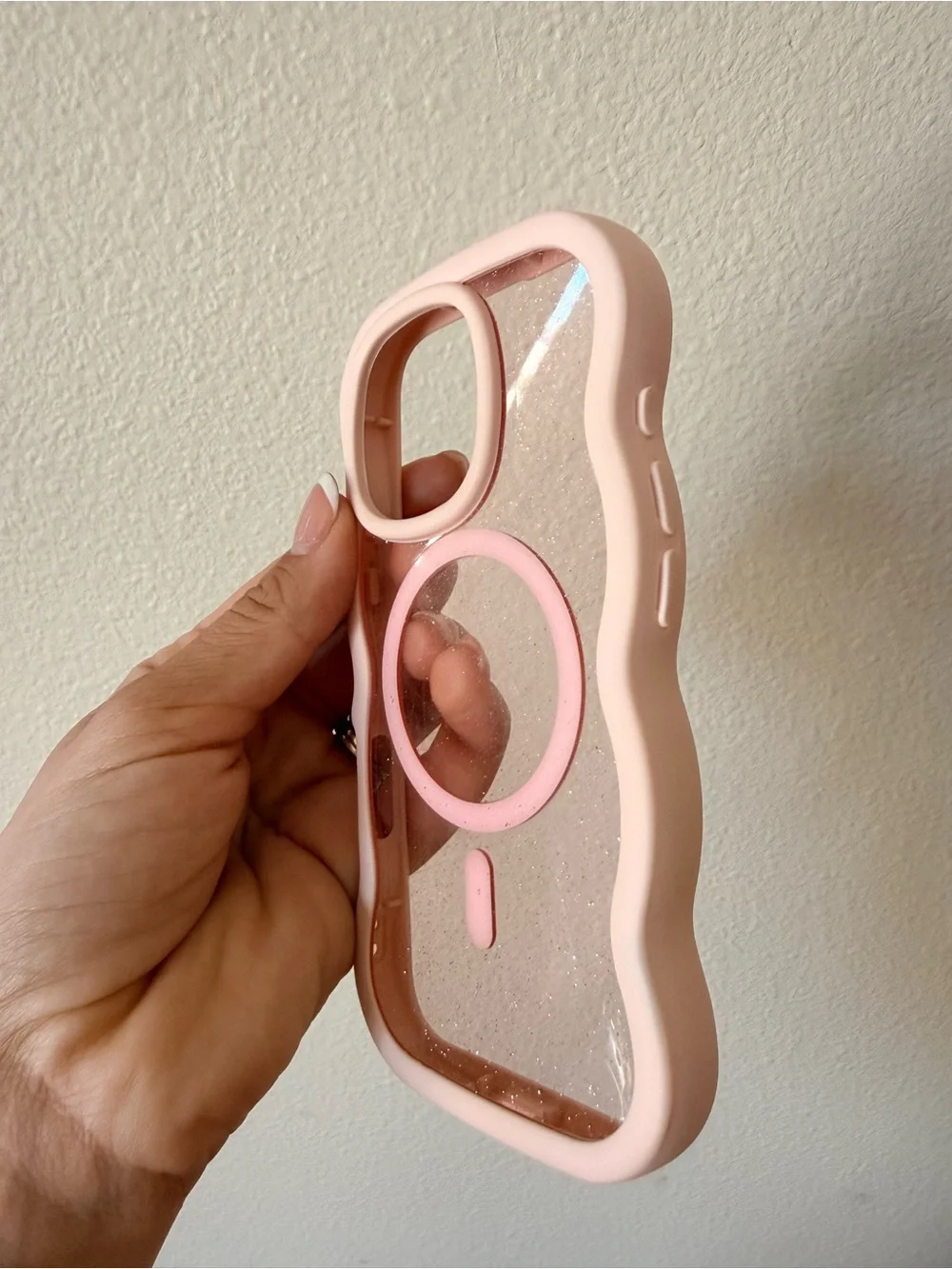 Clear Pink Slim iPhone Case with MagSafe Ring